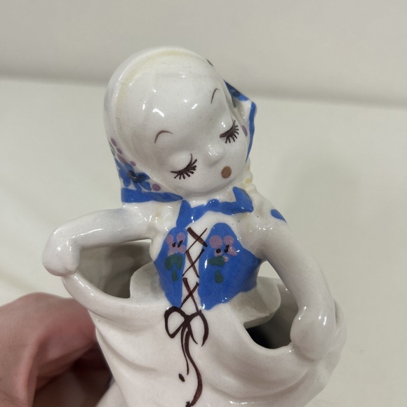 Vintage 1940's DeLee Art Pottery Dutch Girl Ceramic Figurine Planter Vase - Picture 8 of 10